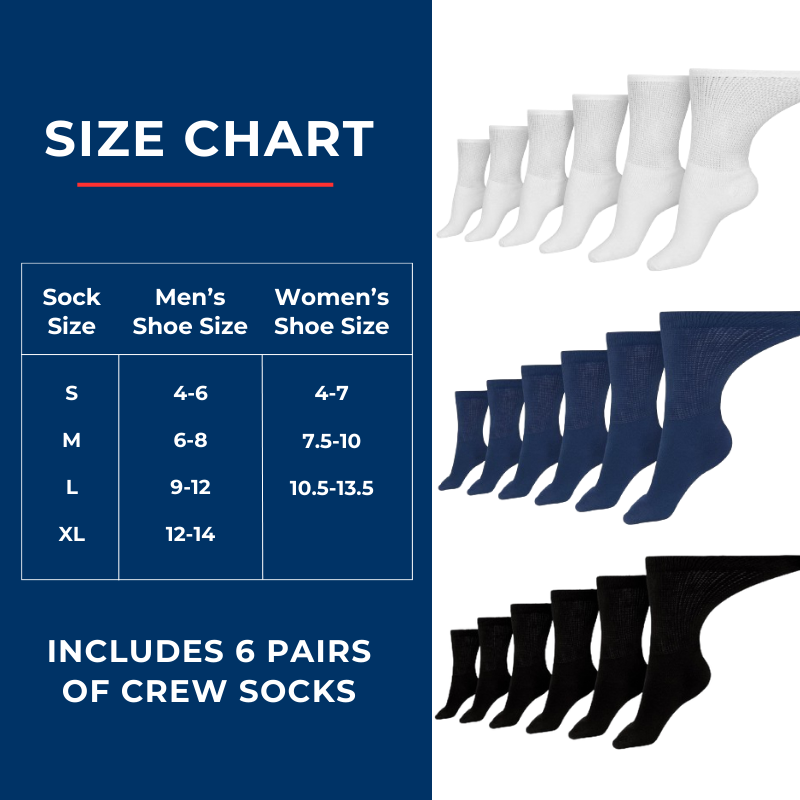 DSC Women's Cotton Diabetic Crew Socks (6 Pair) — fabric or material detail