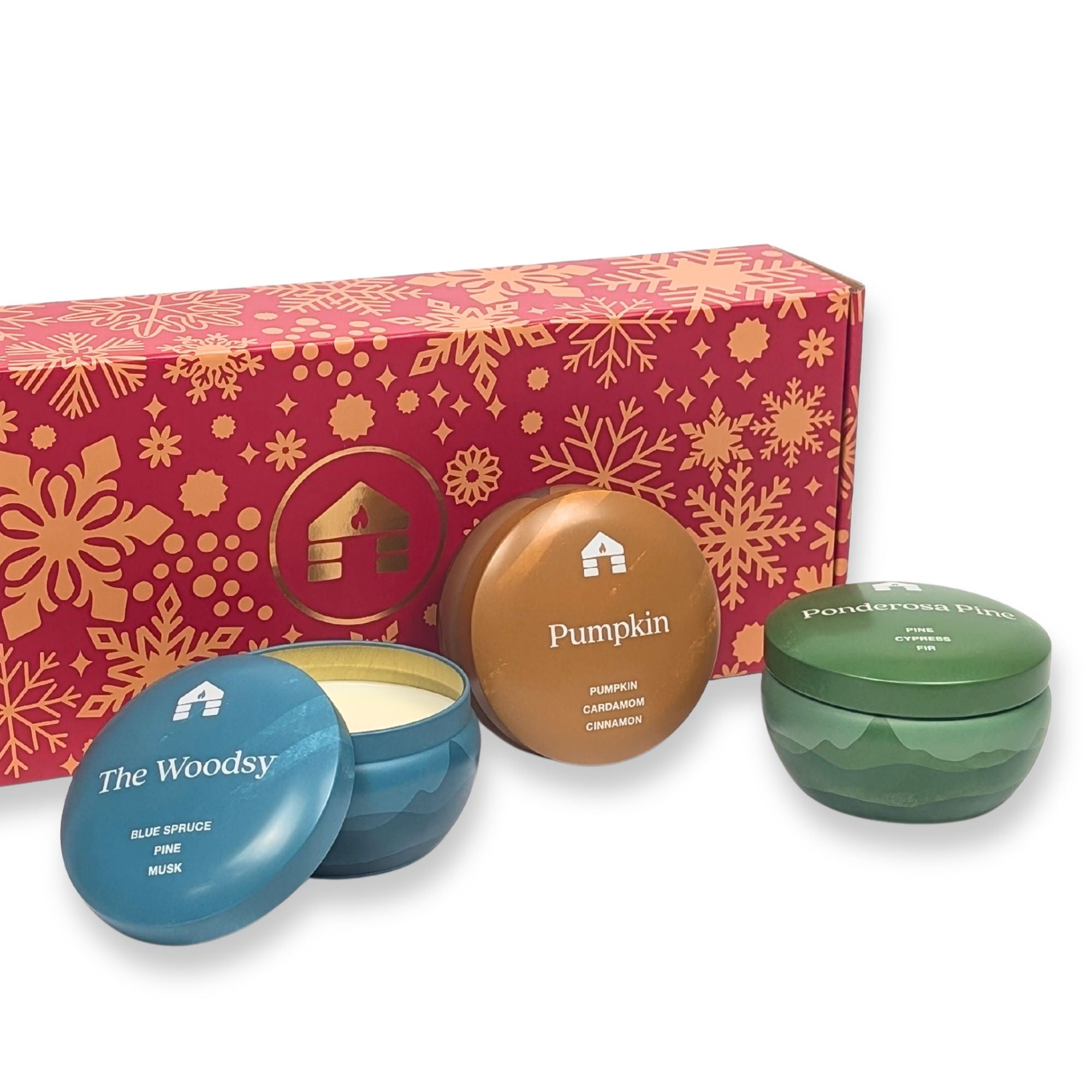 Bluecorn Candles Scented Candle Gift Set - Three 8oz Aromática Coconut Wax Candle Tins - Pumpkin, Pine & Woodsy — alternate view
