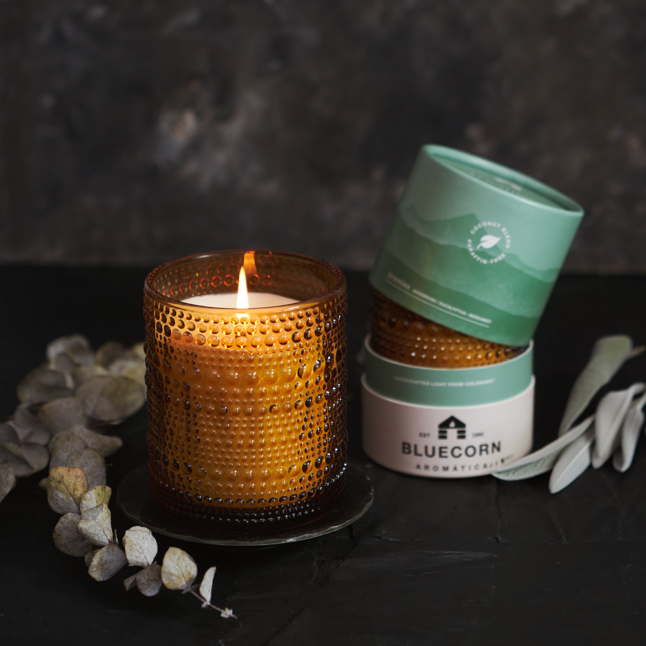 Bluecorn Candles Fall Scented Candle Pair: Sage & Spice Aromática — lifestyle context