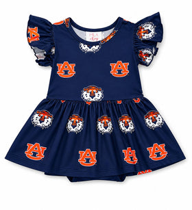 Auburn Blue Aubie S/S Flutter Twirl Bodysuit