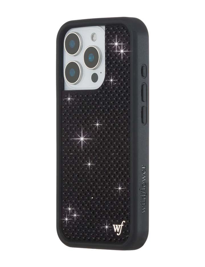Wildflower Cases Rhinestone iPhone Case | Black — flat-lay composition