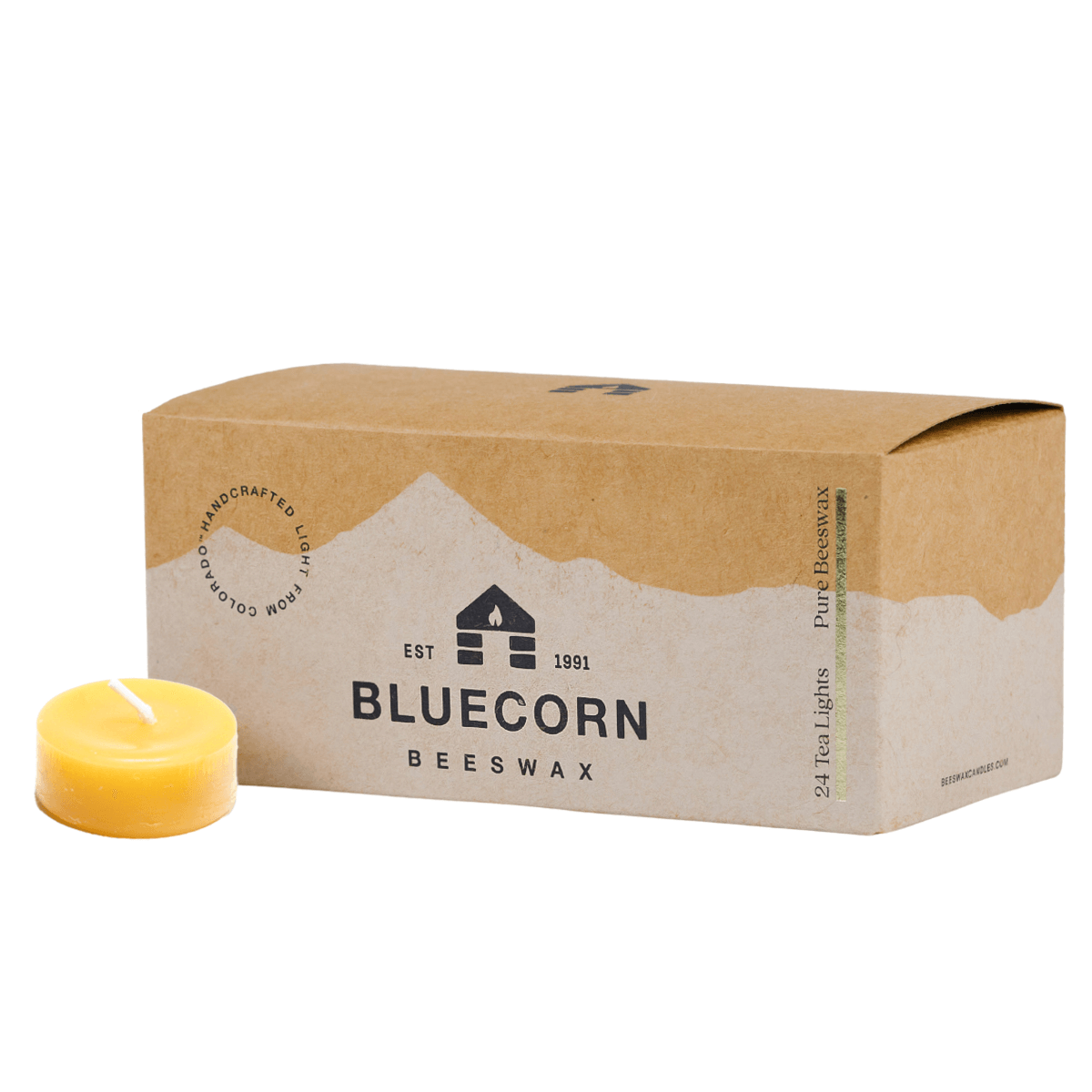 Bluecorn Candles Pure Beeswax Tea Light Candles — color detail
