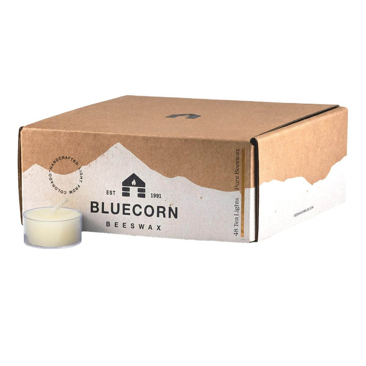 Bluecorn Candles Pure Beeswax Tea Light Candles — scale reference