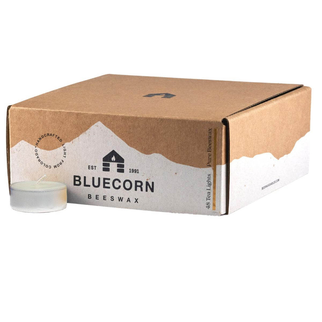 Bluecorn Candles Pure Beeswax Tea Light Candles — in-use context
