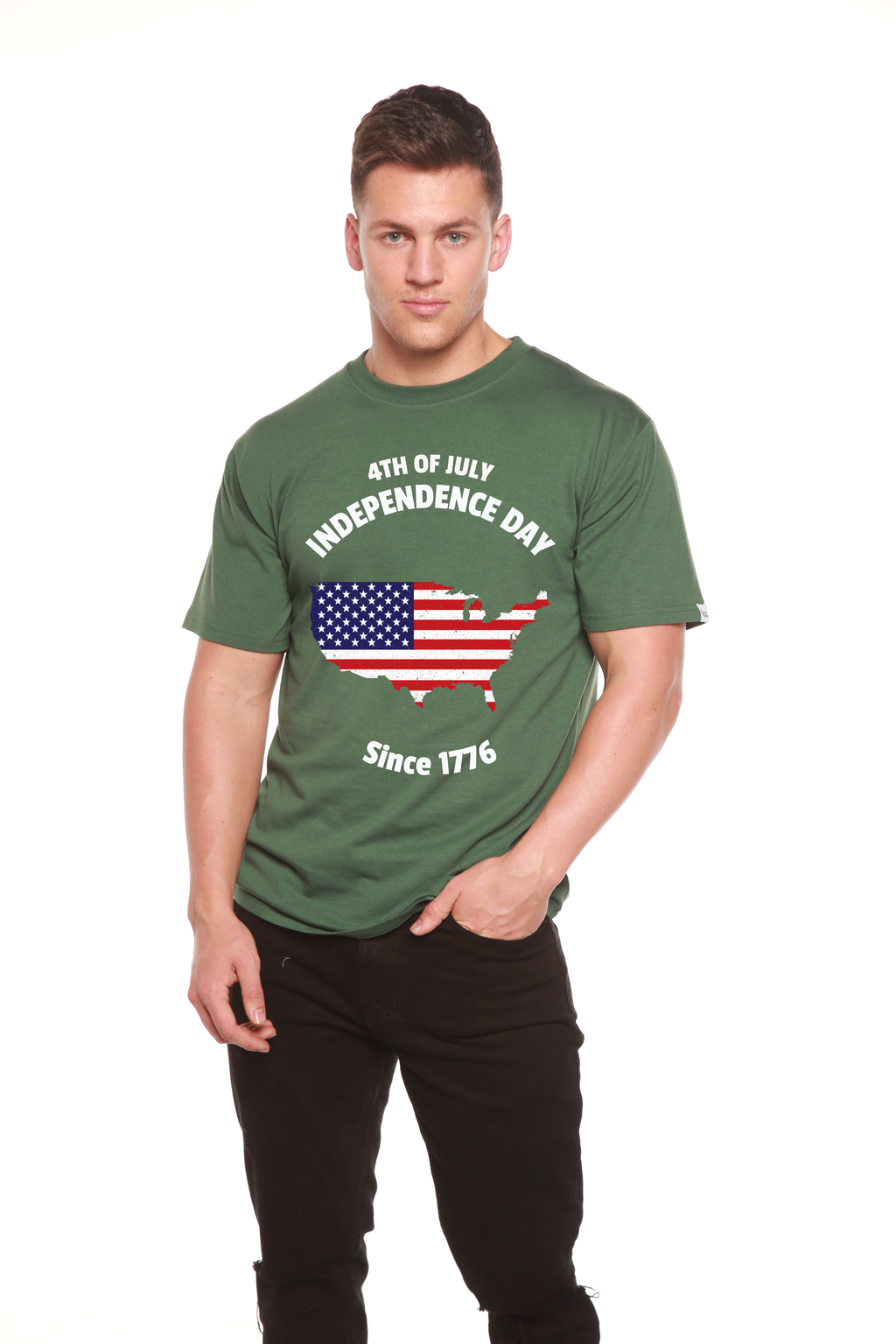 Spun Bamboo 4th of July Men's Bamboo Viscose/Organic Cotton Short Sleeve Graphic T-Shirt — color detail