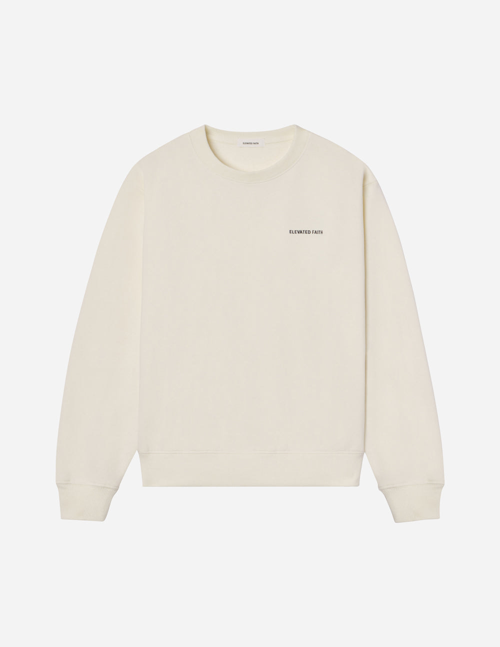 Elevated Faith Basics White Sand Unisex Crewneck — in-use photo