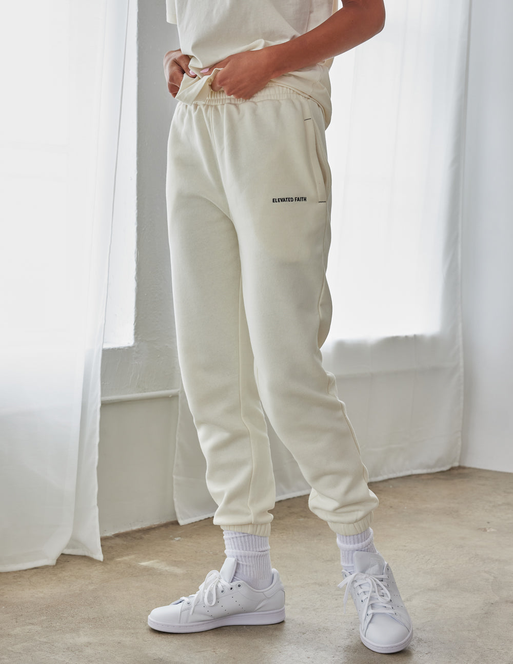 Elevated Faith Basics White Sand Unisex Sweatpant — main product shot