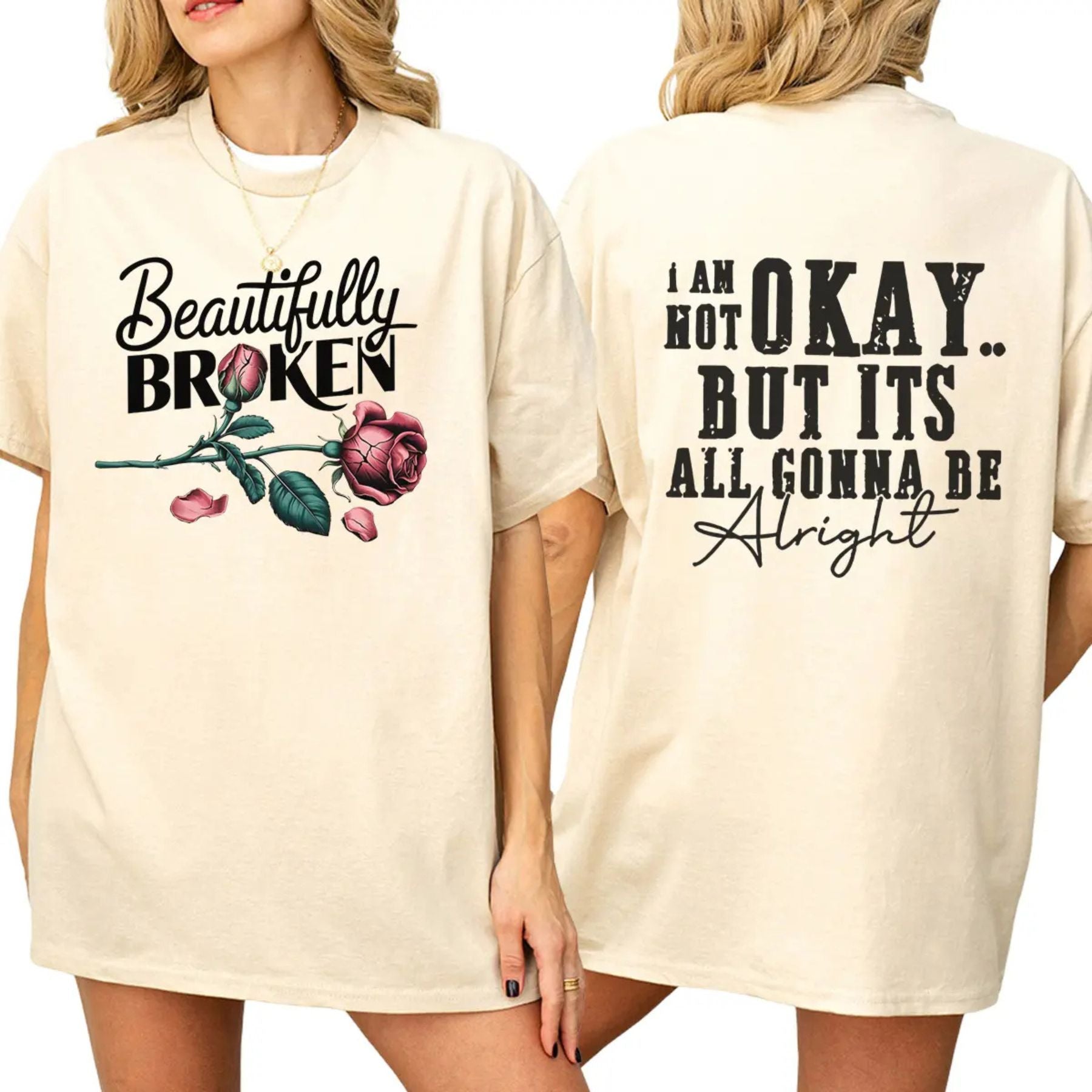 Pasimax "Beautifully Broken, Not Okay" T-Shirt — main product shot