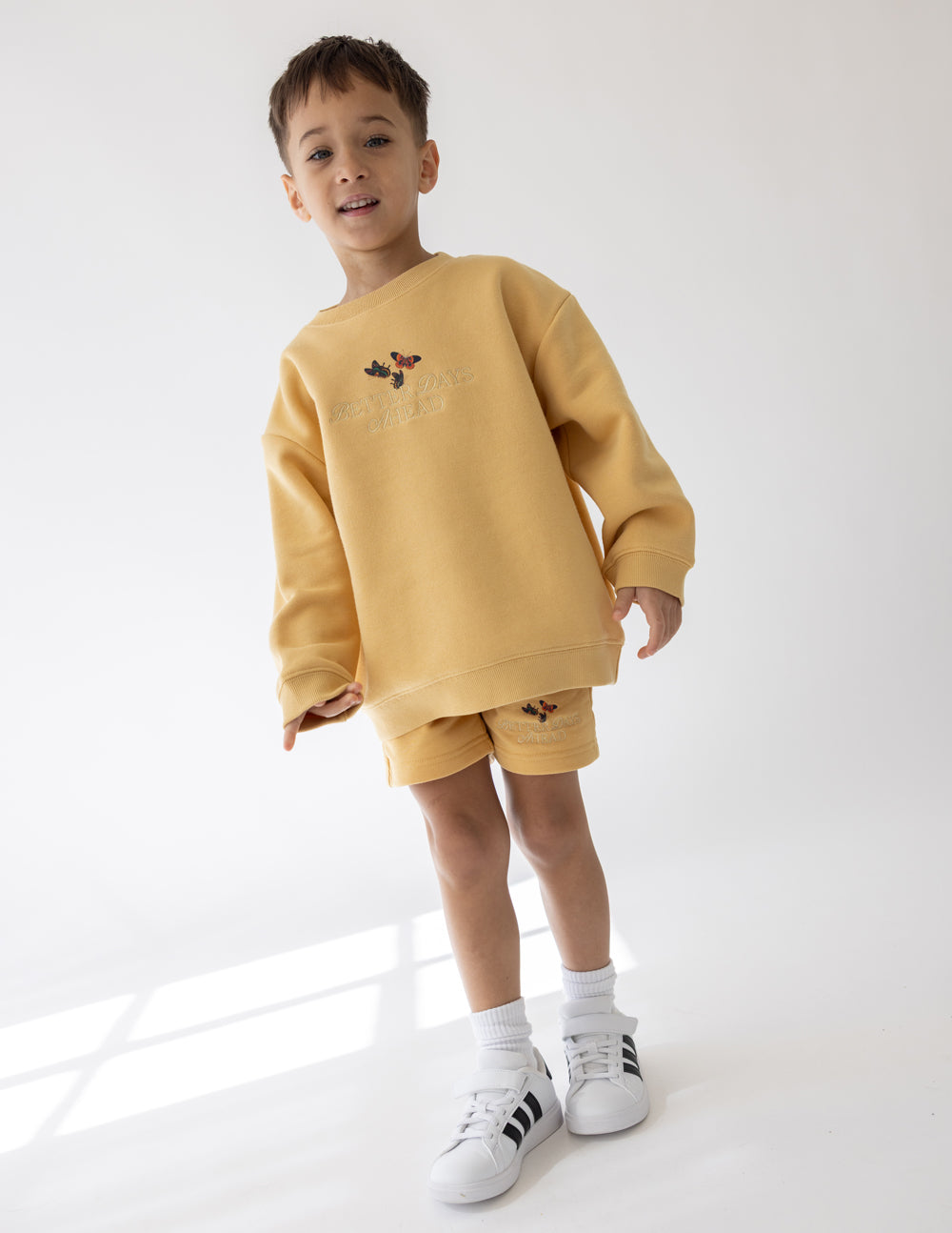 Elevated Faith Better Days Butterfly Kids Crewneck — main product shot