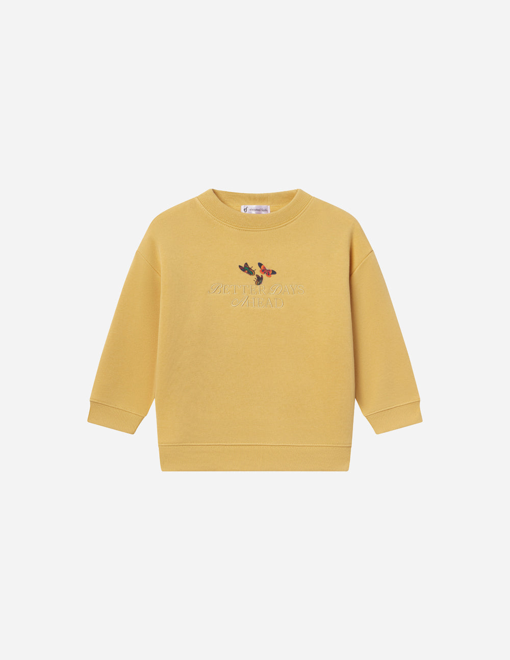 Elevated Faith Better Days Butterfly Kids Crewneck — in-use photo