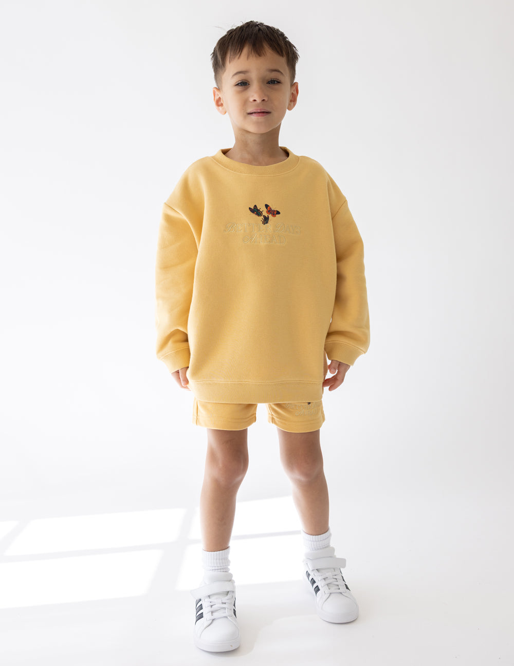 Elevated Faith Better Days Butterfly Kids Crewneck — back view