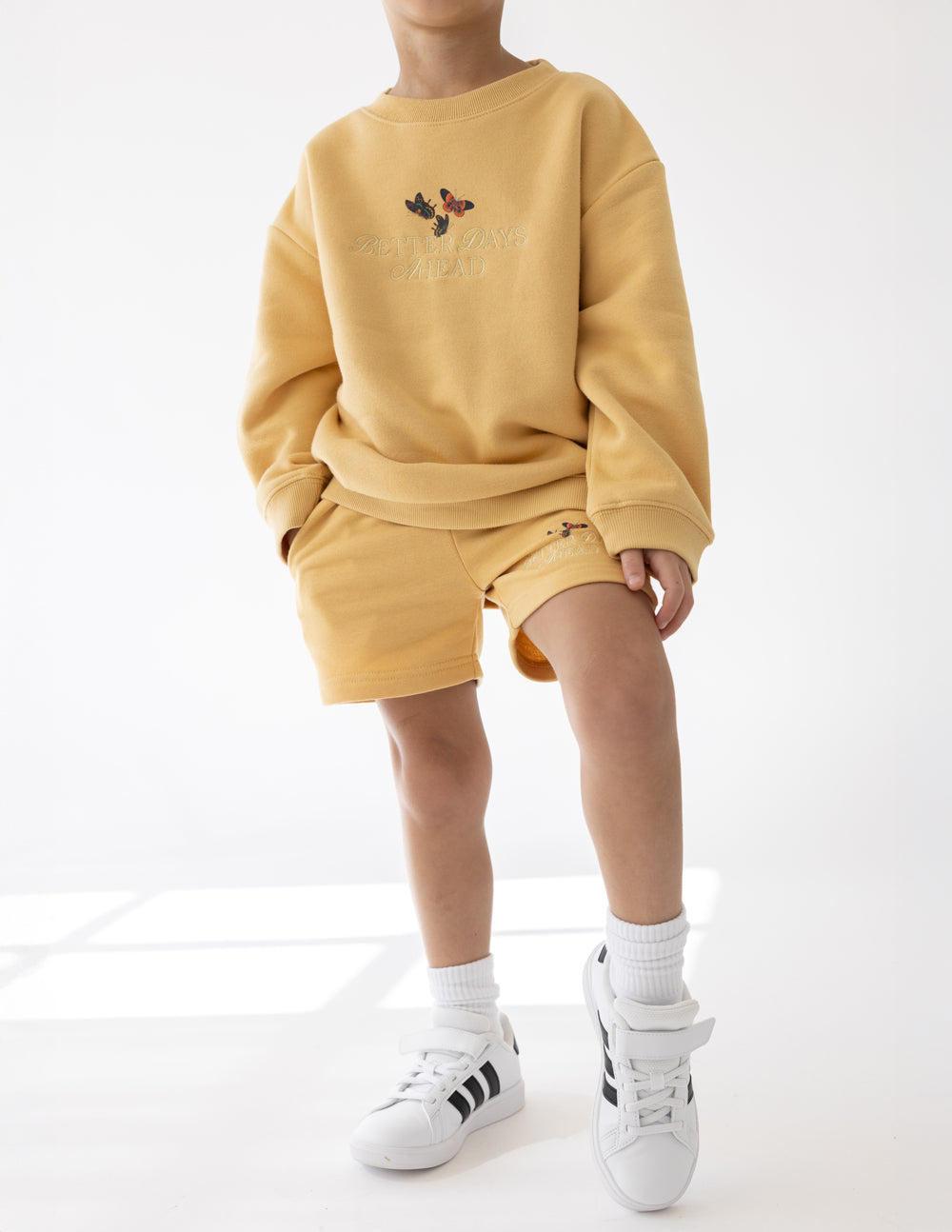 Elevated Faith Better Days Butterfly Kids Crewneck — alternative angle