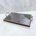 Black tooled leather wood tray