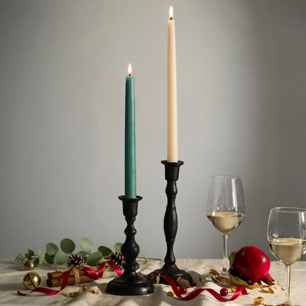 Bluecorn Candles The Dinner Plan Special - Teal & Ivory Beeswax Taper Bundle — detail and construction