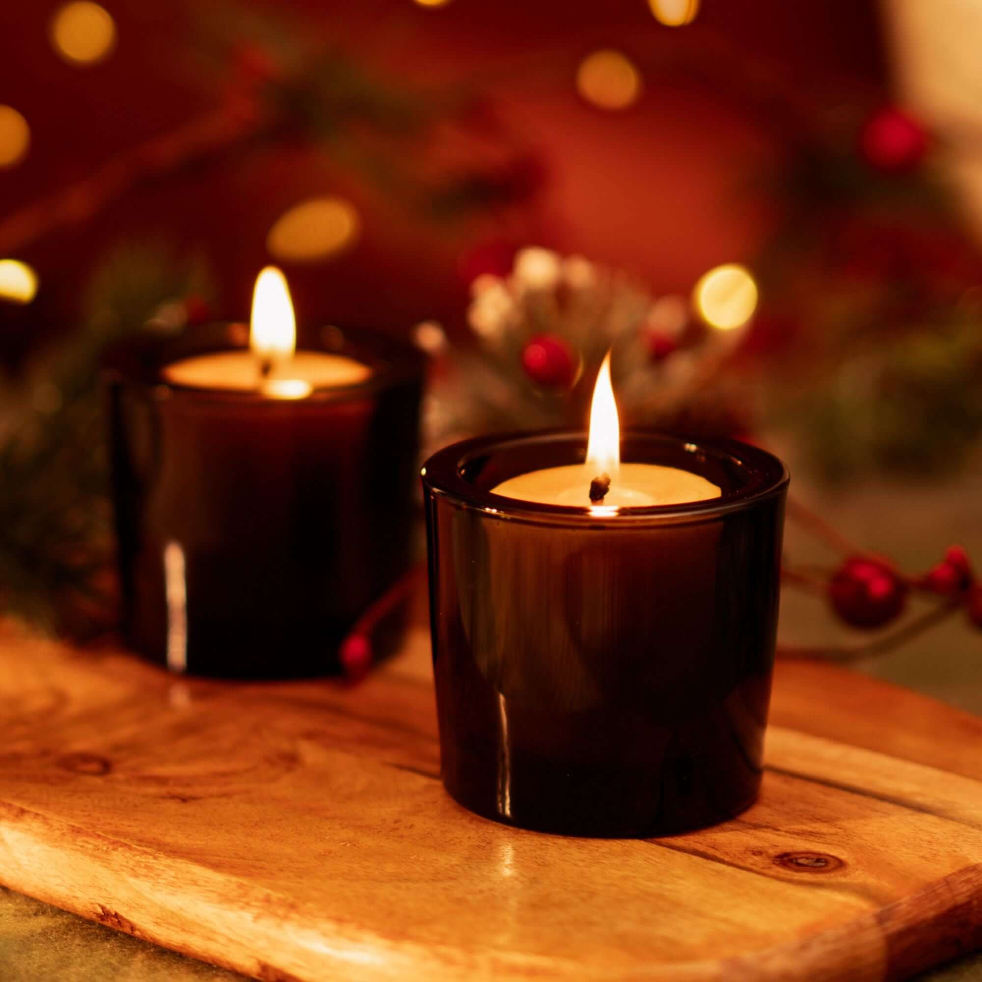 Bluecorn Candles Heavy Glass Votive Candle Holders - 50% Recycled Glass — branding close-up