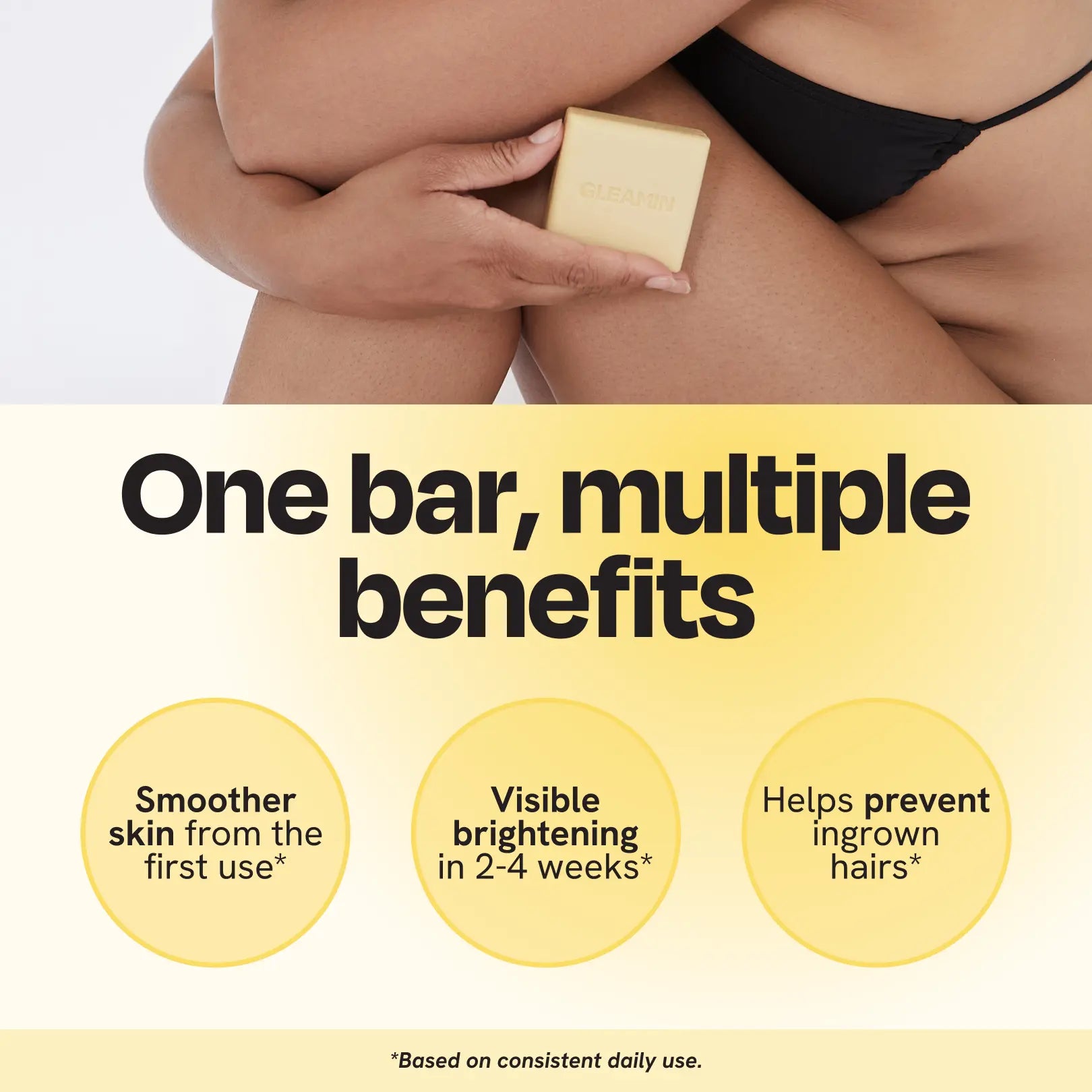 Gleamin Glow Body Bar — lather and texture demo