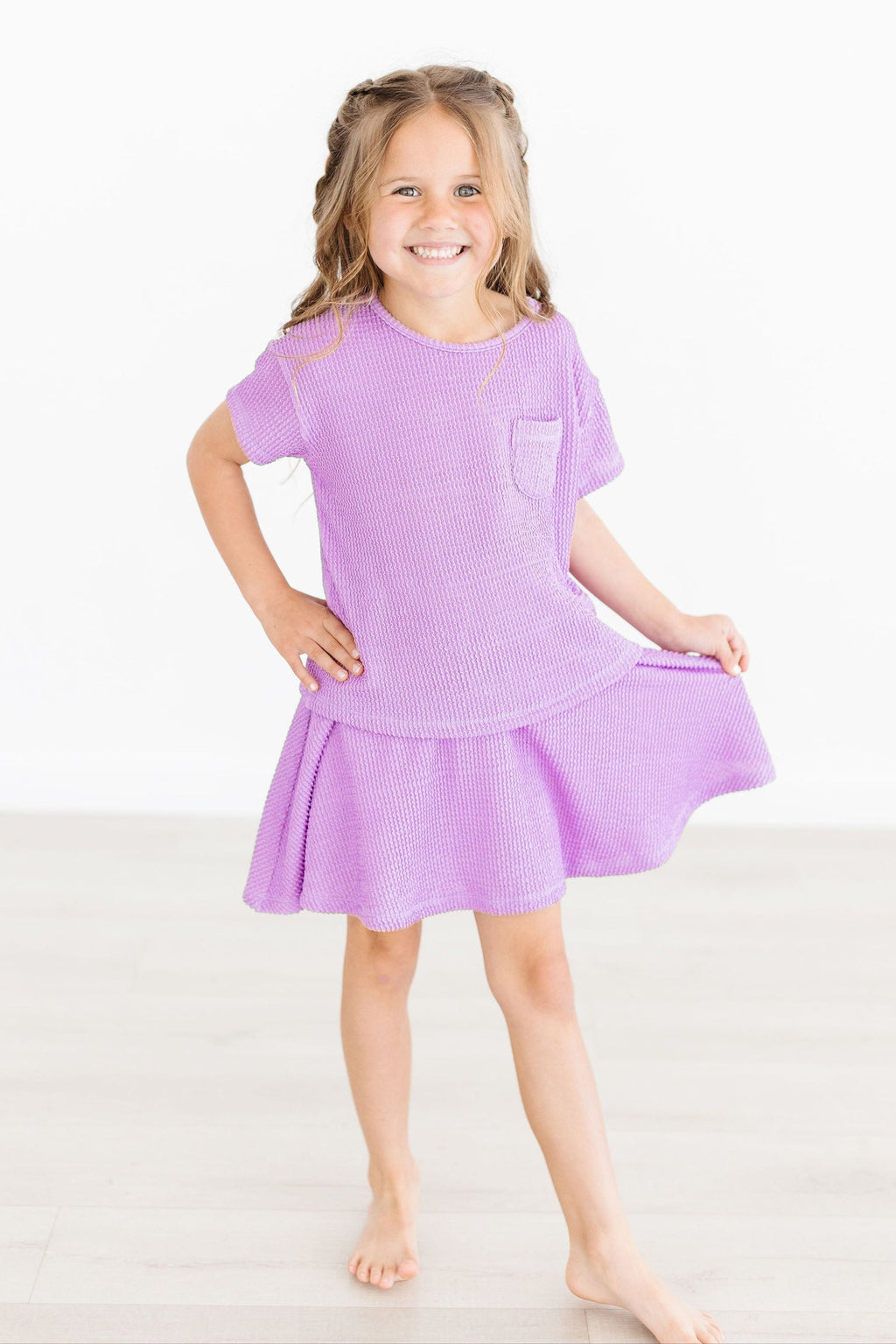Mila & Rose ® Bright Lilac Scrunchy Pocket Tee — main product shot