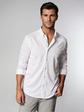 Buki Classic White Long Sleeve Button Down Tech Shirt — main product shot
