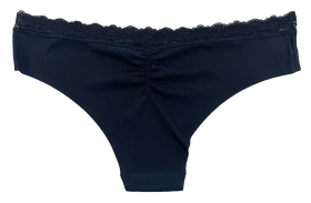 Laser Cut Rib Cheeky with Lace Waist, XS-2X