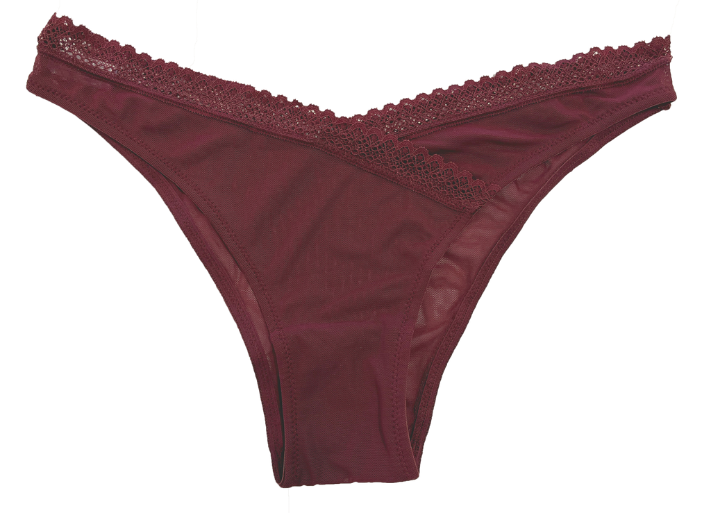 V-Front Mesh Cheeky with Lace, XS-2X