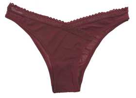 V-Front Mesh Cheeky with Lace, XS-2X