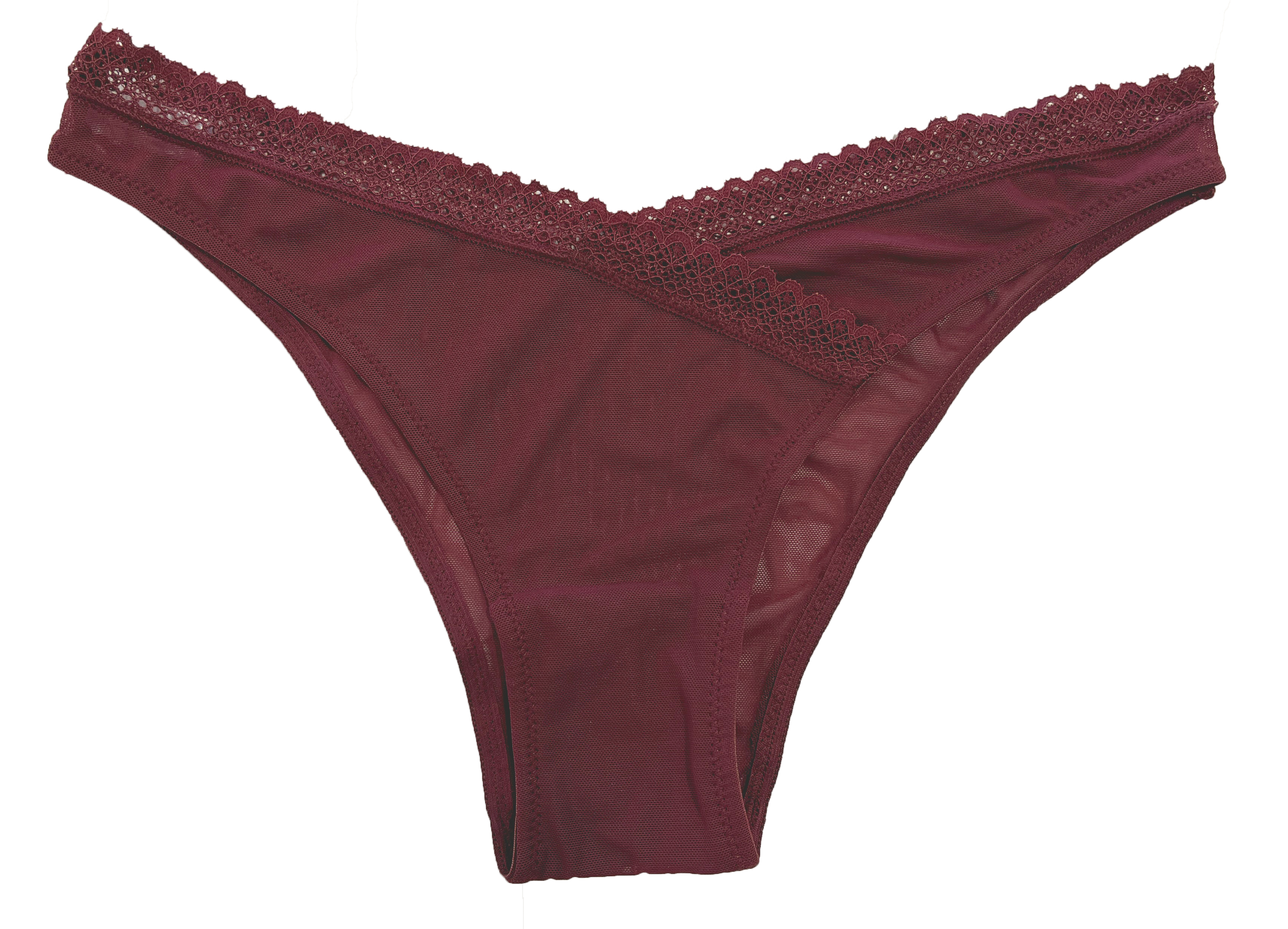 V-Front Mesh Cheeky with Lace, XS-2X