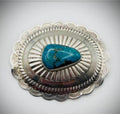 Artist Signed Vintage Sterling Turquoise Concho Belt Buckle 85g 3.75”x3”