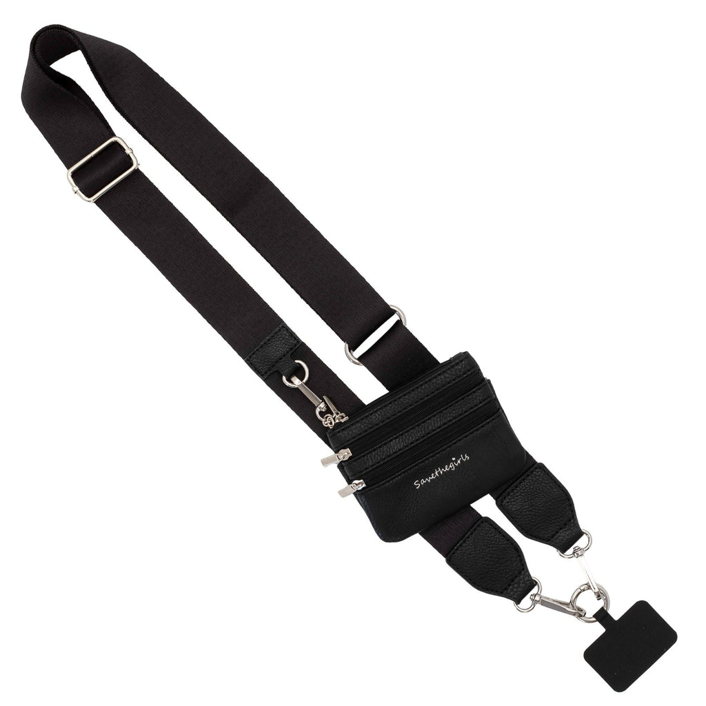 SaveTheGirls Clip & Go Strap w/Zippered Pouch — fabric or material detail