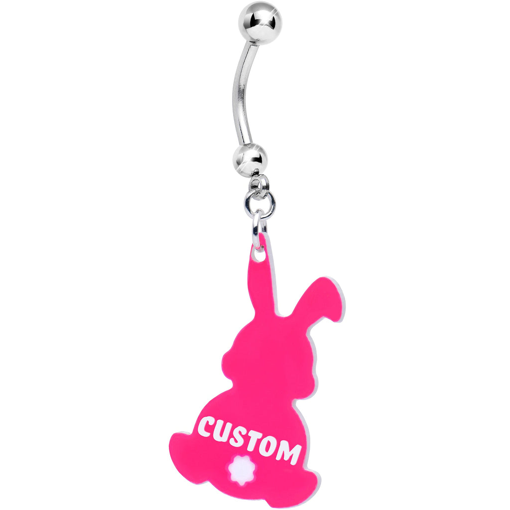 BodyCandy Custom Pink Bunny Rabbit Personalized Dangle Belly Ring — main product shot