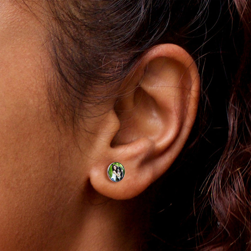BodyCandy Custom Full Color Photo Stud Earrings — side view
