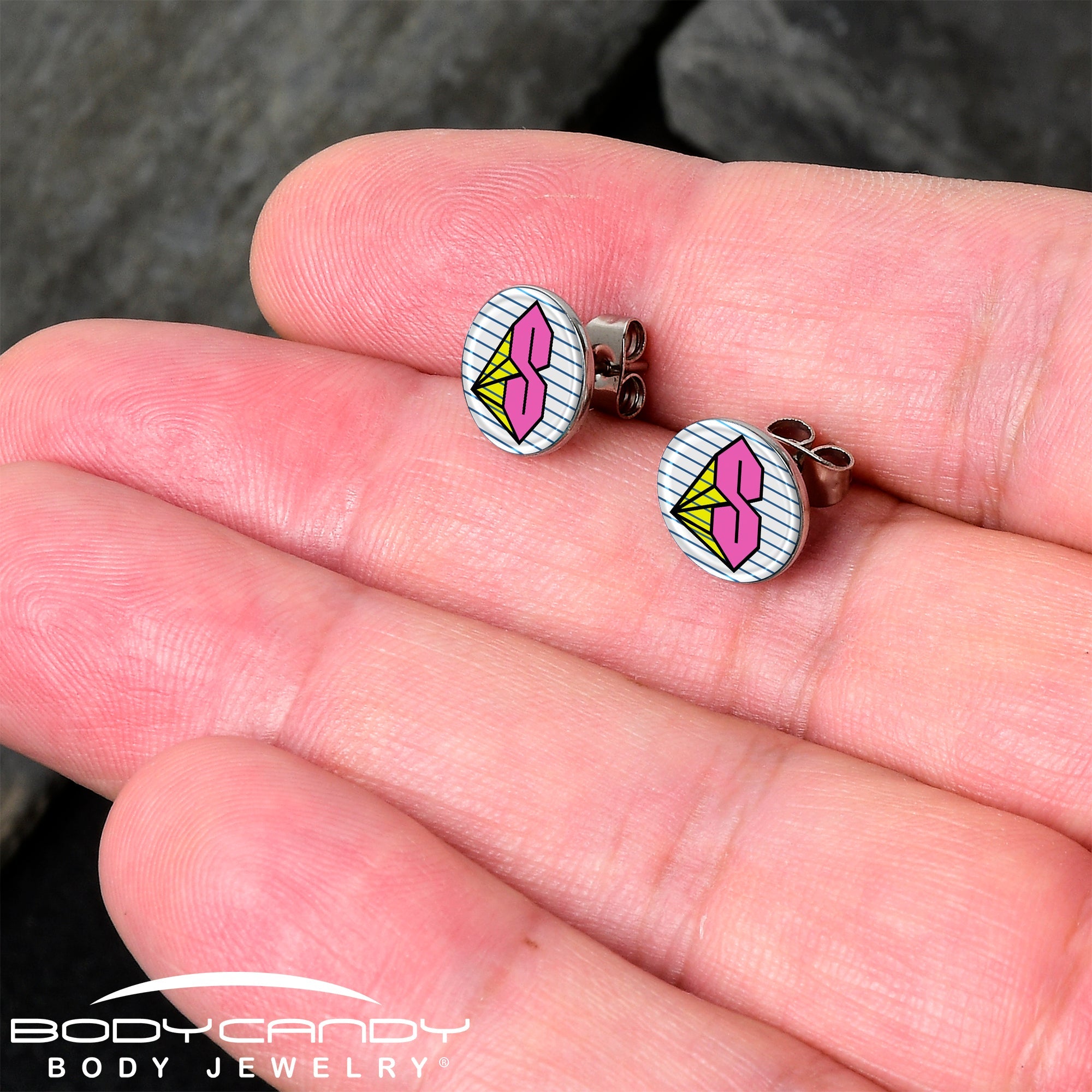 BodyCandy Hot Pink Cool S Stud Earrings by Onyx O — detail close-up