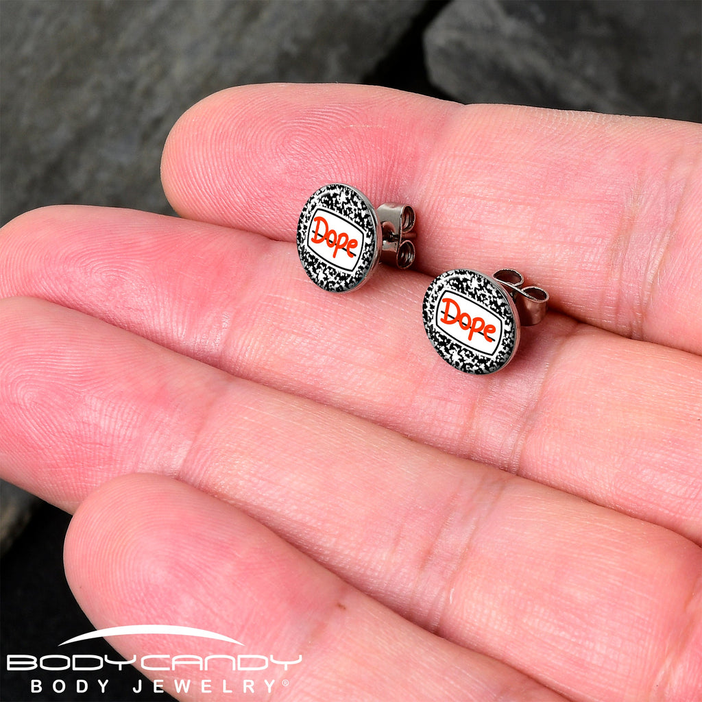 BodyCandy Dope Composition Notebook Stud Earrings by Onyx O — detail close-up