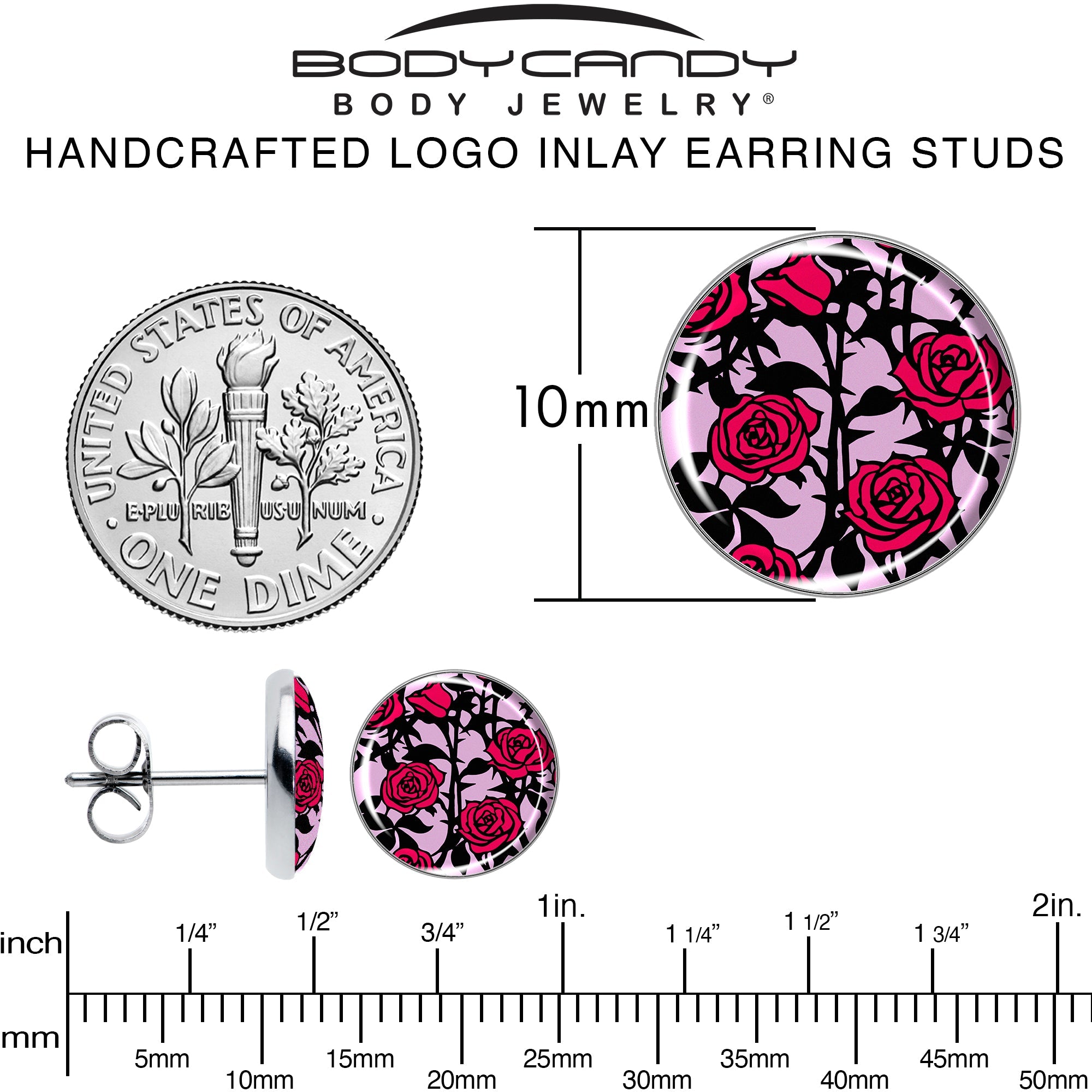 BodyCandy Blossom Creation Floral Love of Roses Stud Earrings by Onyx O — alternative angle