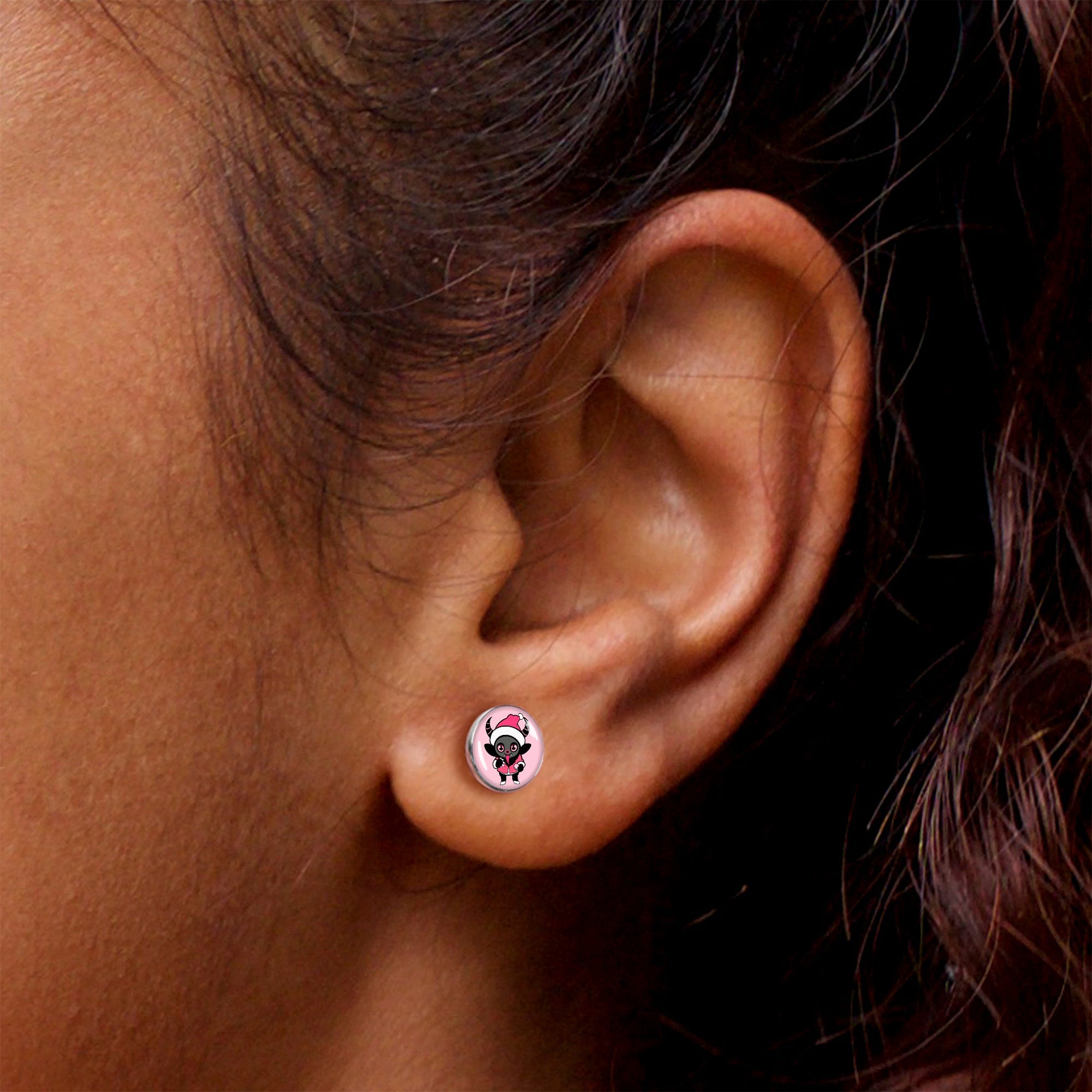BodyCandy Krampus Cutie Christmas Holiday Stud Earrings by Onyx O — size reference
