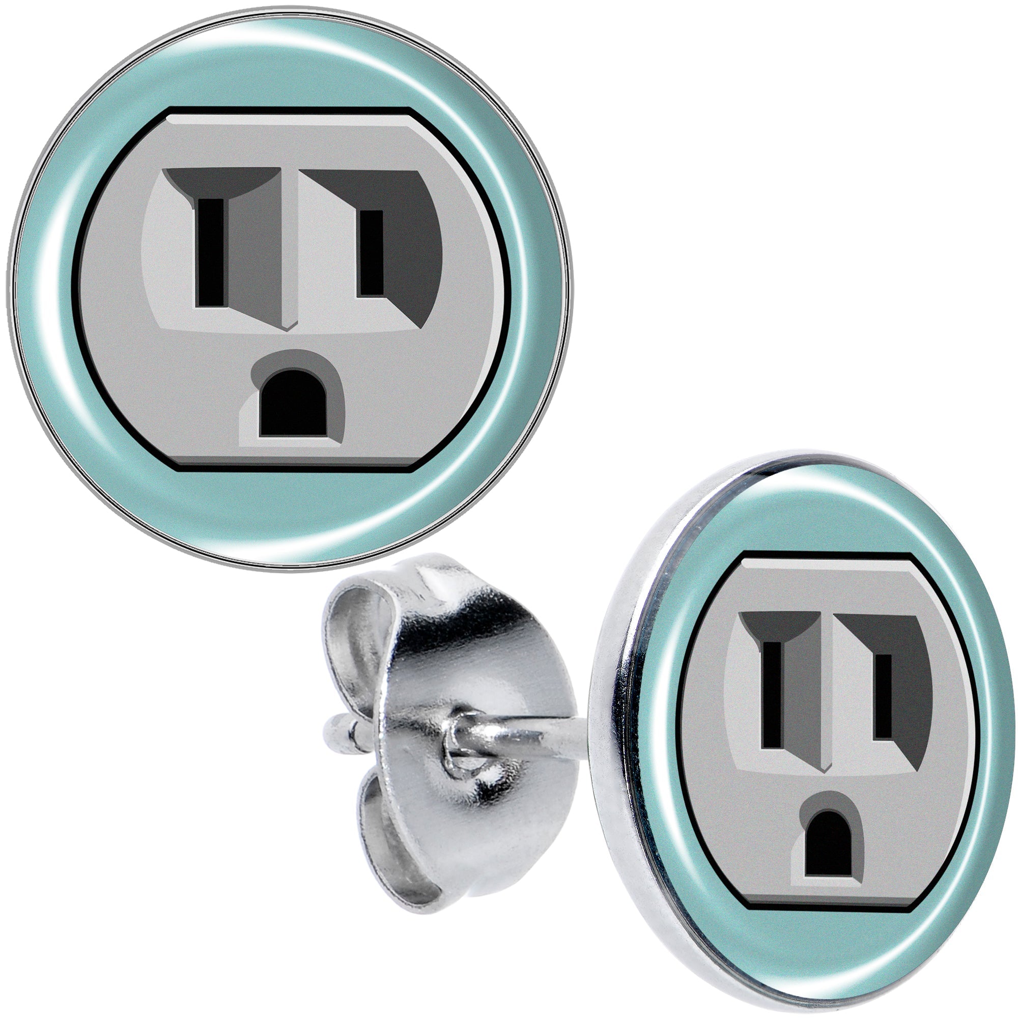 BodyCandy Frowning Plug Outlet Stud Earrings by Onyx O — main product shot