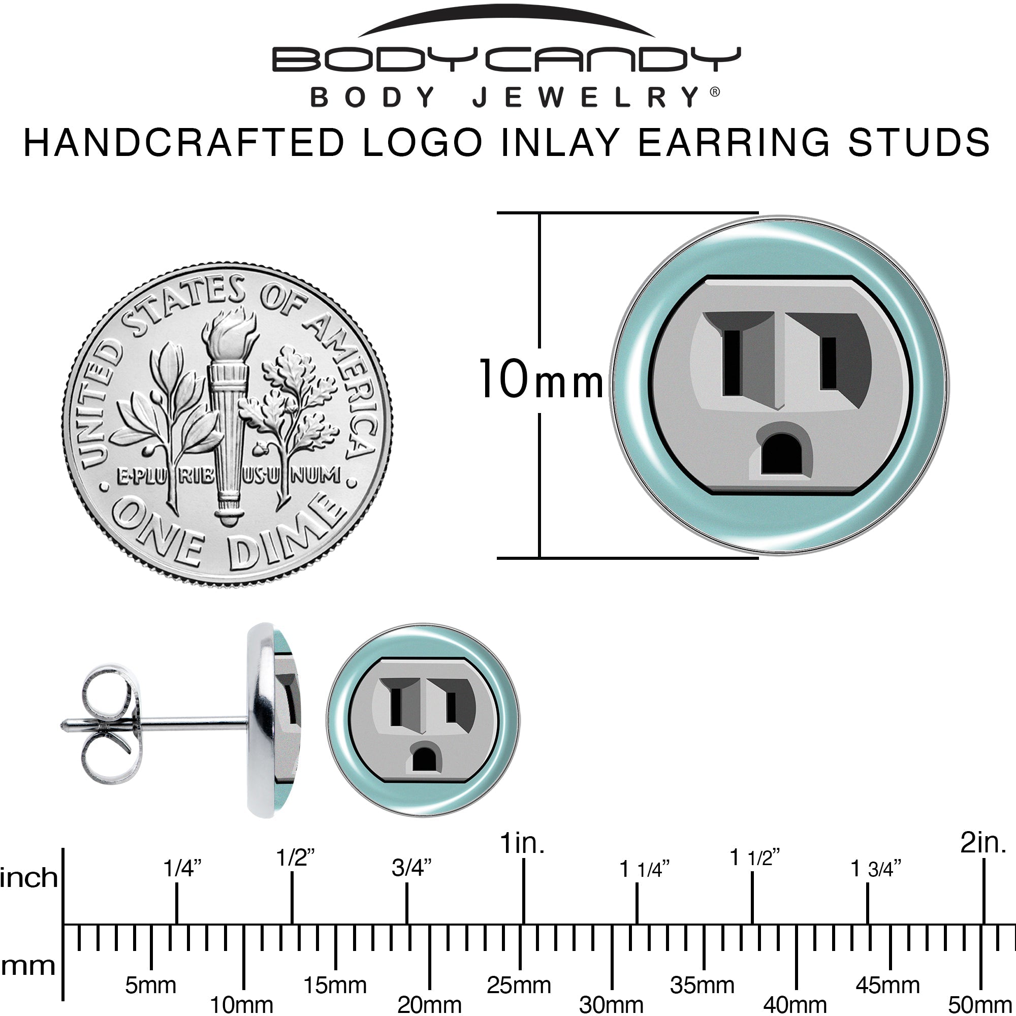 BodyCandy Frowning Plug Outlet Stud Earrings by Onyx O — alternative angle