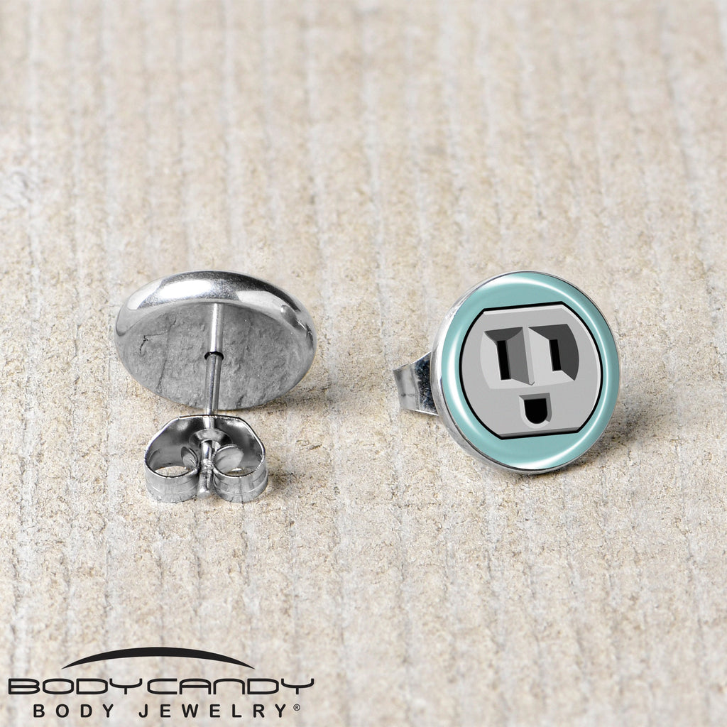 BodyCandy Smiling Plug Outlet Stud Earrings by Onyx O — back view