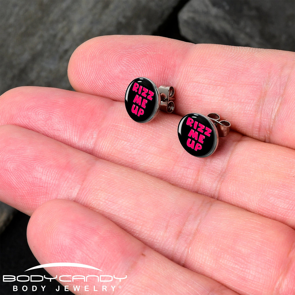 BodyCandy RIZZ ME UP Stud Earrings by Onyx O — detail close-up