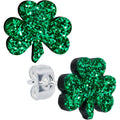 BodyCandy Stainless Steel Green Glitter Shamrock St Patricks Stud Earrings — main product shot