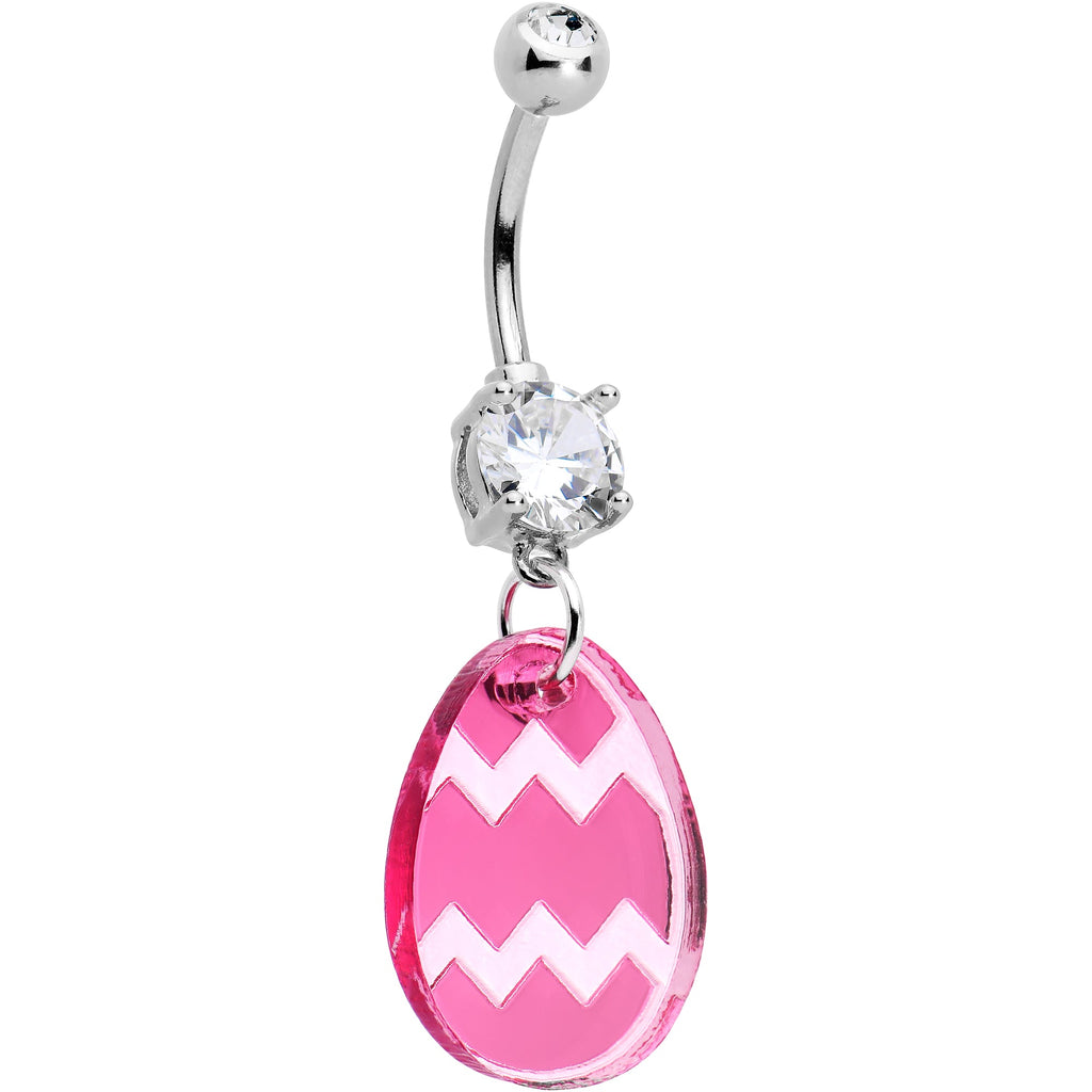 BodyCandy Clear Gem Pink Easter Decorated Egg Dangle Belly Ring — main product shot