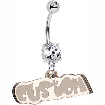 BodyCandy Custom Clear Gem Acrylic Lucite Name Dangle Belly Ring — alternative angle