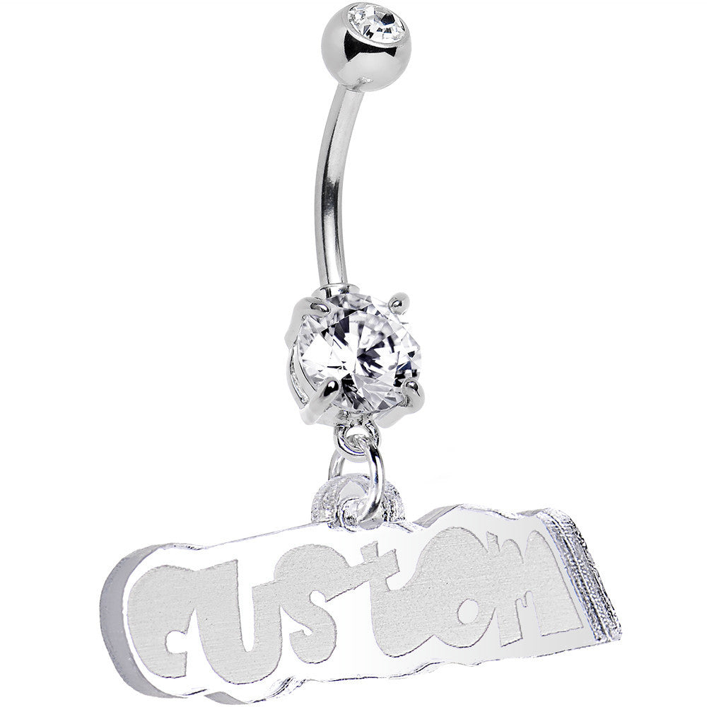 BodyCandy Custom Clear Gem Acrylic Lucite Name Dangle Belly Ring — back view