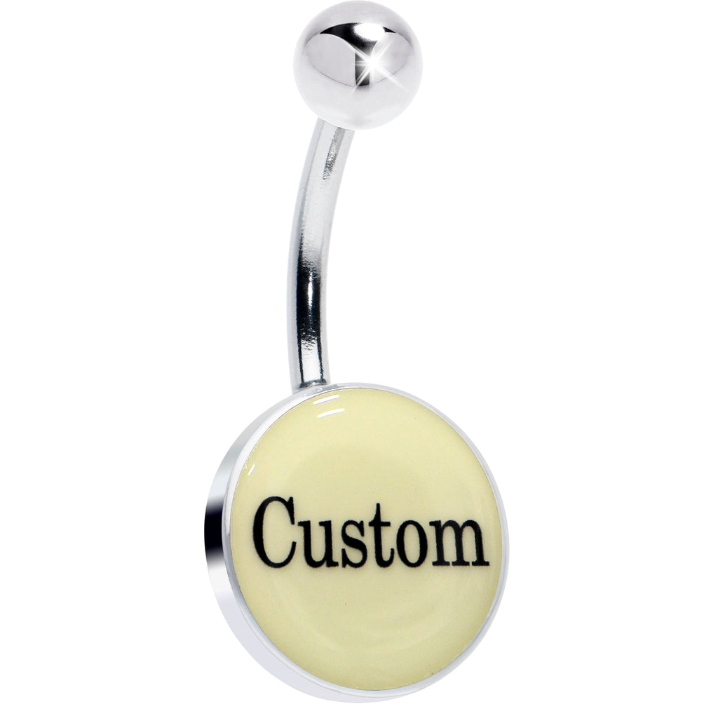 BodyCandy Custom Glow in the Dark Personalized Name Dangle Belly Ring — in-use photo