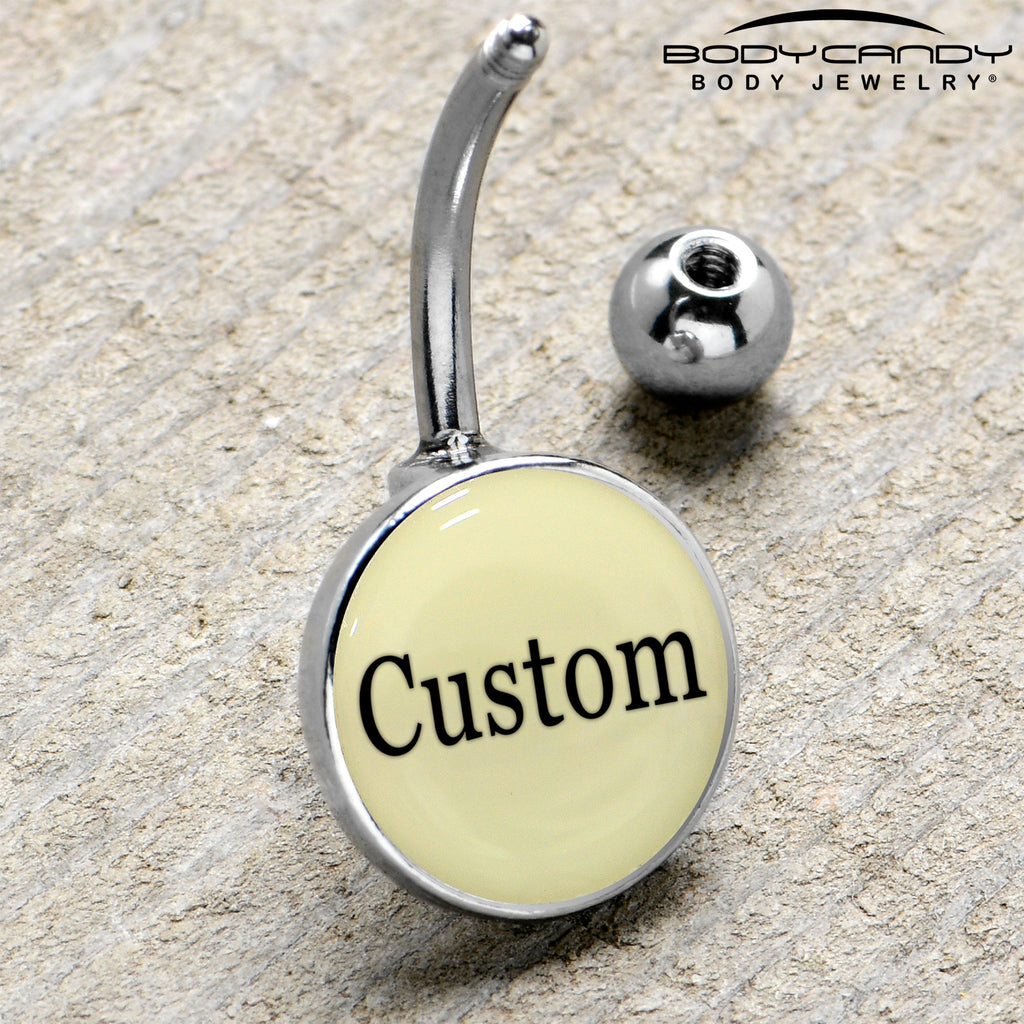 BodyCandy Custom Glow in the Dark Personalized Name Dangle Belly Ring — color detail