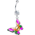 BodyCandy Clear Gem Butterfly Skull Dangle Belly Ring by Onyx O — main product shot