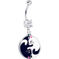 BodyCandy Double Gem Yin Yang Cat Dangle Belly Ring by Onyx O — main product shot