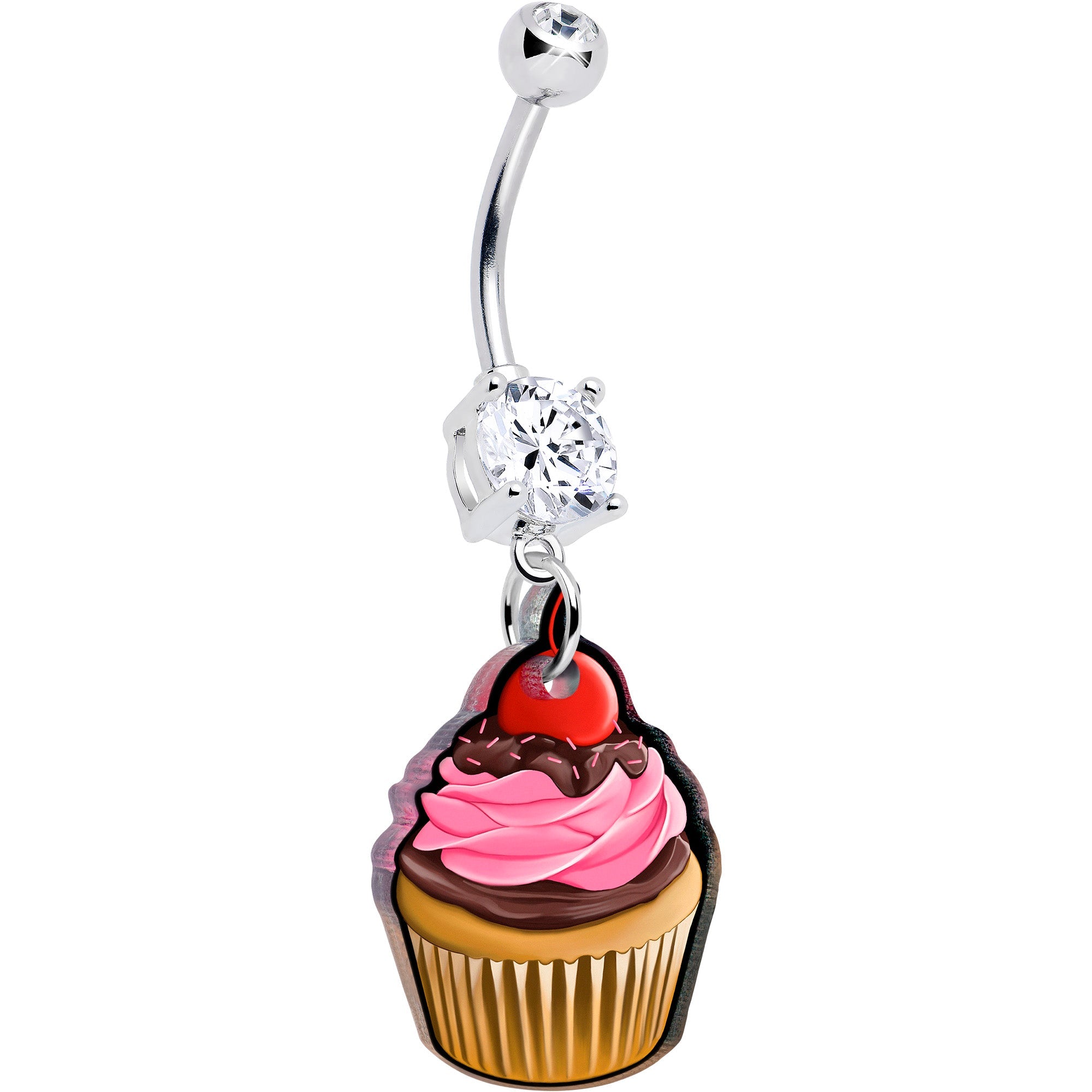 BodyCandy Double Gem Valentine Cupcake Dangle Belly Ring by Onyx O — main product shot