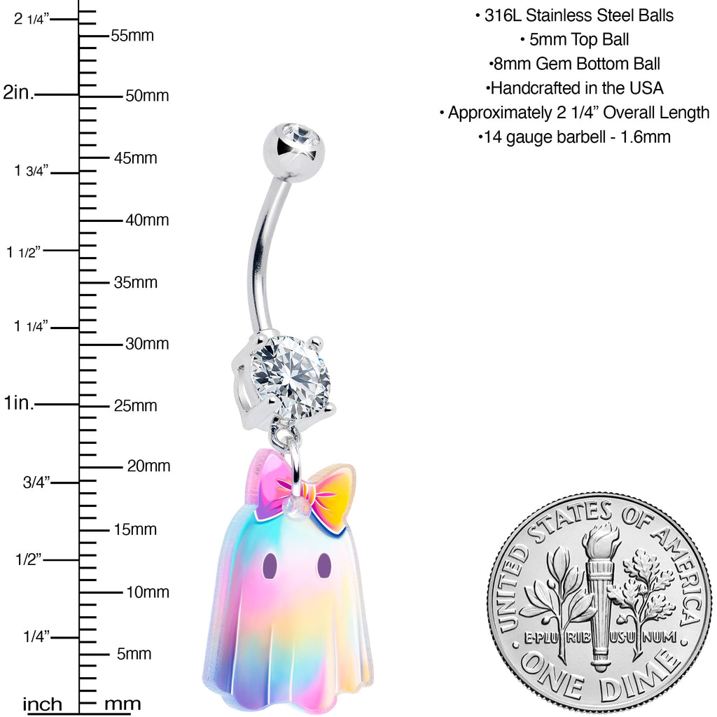 BodyCandy Clear Gem Iridescent Ghost Girl Dangle Belly Ring by Onyx O — lifestyle context
