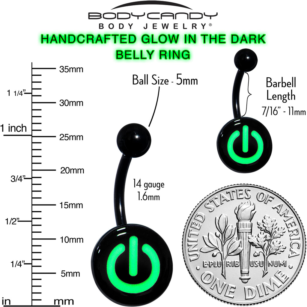 BodyCandy Glow in the Dark Titanium Power Button Belly Ring — packaging