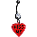 BodyCandy Black Double Gem Kiss Me Heart Dangle Belly Ring by Onyx O — main product shot